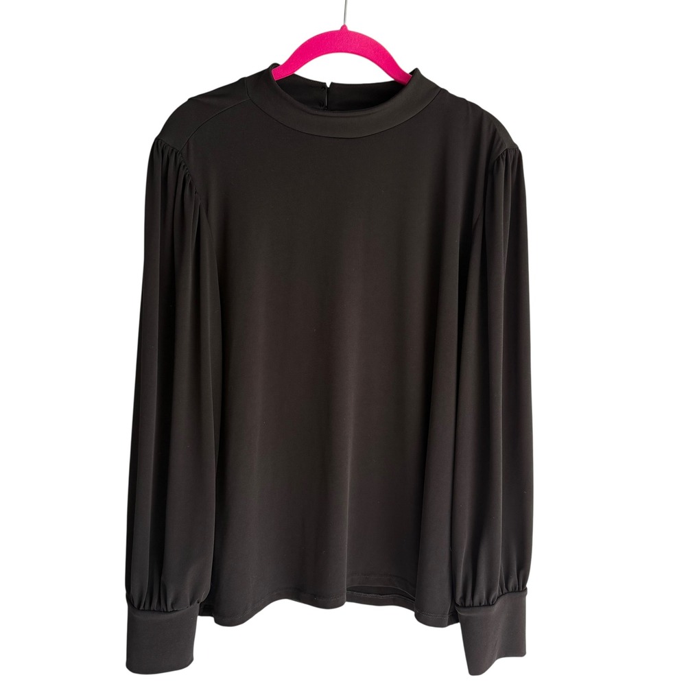 ANN TAYLOR Factory Black Long Sleeve High Neck Ladies Blouse, XL